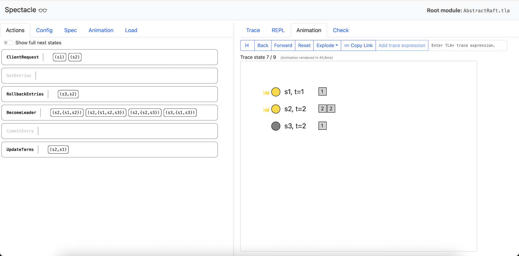 TLA+ Web Explorer Visualization